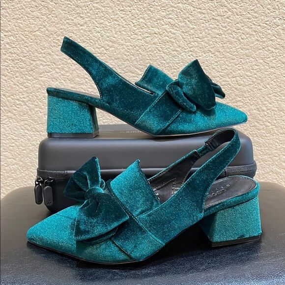 ASOS Design Symphony Velvet Slingback Heels US 7 - Picture 1 of 8